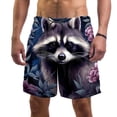 thumbnail image 1 of luoweisi Men's Beach Shorts Quick Dry Swim Trunks with Mesh Lining Raccoon S, 1 of 5