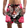 thumbnail image 1 of luoweisi Men's Beach Shorts Quick Dry Swim Trunks with Mesh Lining Rose and Leopard L, 1 of 5