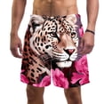 thumbnail image 1 of luoweisi Men's Beach Shorts Quick Dry Swim Trunks with Mesh Lining Rose and Leopard M, 1 of 5