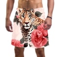 thumbnail image 1 of luoweisi Men's Beach Shorts Quick Dry Swim Trunks with Mesh Lining Rose and Leopard XL, 1 of 5