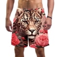 thumbnail image 1 of luoweisi Men's Beach Shorts Quick Dry Swim Trunks with Mesh Lining Rose and Leopard XL, 1 of 5