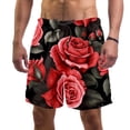 thumbnail image 1 of luoweisi Men's Beach Shorts Quick Dry Swim Trunks with Mesh Lining Roses 2XL, 1 of 5