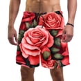 thumbnail image 1 of luoweisi Men's Beach Shorts Quick Dry Swim Trunks with Mesh Lining Roses L, 1 of 5