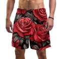 thumbnail image 1 of luoweisi Men's Beach Shorts Quick Dry Swim Trunks with Mesh Lining Roses L, 1 of 5