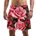 thumbnail image 1 of luoweisi Men's Beach Shorts Quick Dry Swim Trunks with Mesh Lining Roses L, 1 of 5