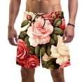 thumbnail image 1 of luoweisi Men's Beach Shorts Quick Dry Swim Trunks with Mesh Lining Roses L, 1 of 5