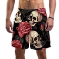 thumbnail image 1 of luoweisi Men's Beach Shorts Quick Dry Swim Trunks with Mesh Lining Roses and Skull L, 1 of 5