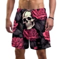 thumbnail image 1 of luoweisi Men's Beach Shorts Quick Dry Swim Trunks with Mesh Lining Roses and Skull L, 1 of 5