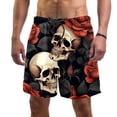 thumbnail image 1 of luoweisi Men's Beach Shorts Quick Dry Swim Trunks with Mesh Lining Roses and Skull L, 1 of 5