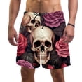 thumbnail image 1 of luoweisi Men's Beach Shorts Quick Dry Swim Trunks with Mesh Lining Roses and Skull L, 1 of 5