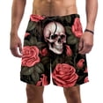 thumbnail image 1 of luoweisi Men's Beach Shorts Quick Dry Swim Trunks with Mesh Lining Roses and Skull M, 1 of 5