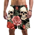 thumbnail image 1 of luoweisi Men's Beach Shorts Quick Dry Swim Trunks with Mesh Lining Roses and Skull S, 1 of 5