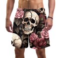 thumbnail image 1 of luoweisi Men's Beach Shorts Quick Dry Swim Trunks with Mesh Lining Roses and Skull XL, 1 of 5