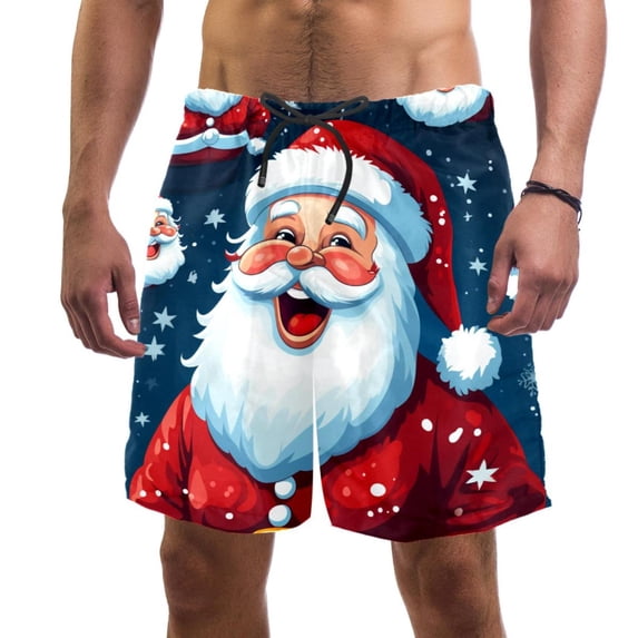 luoweisi Men's Beach Shorts Quick Dry Swim Trunks with Mesh Lining Santa Claus 2XL