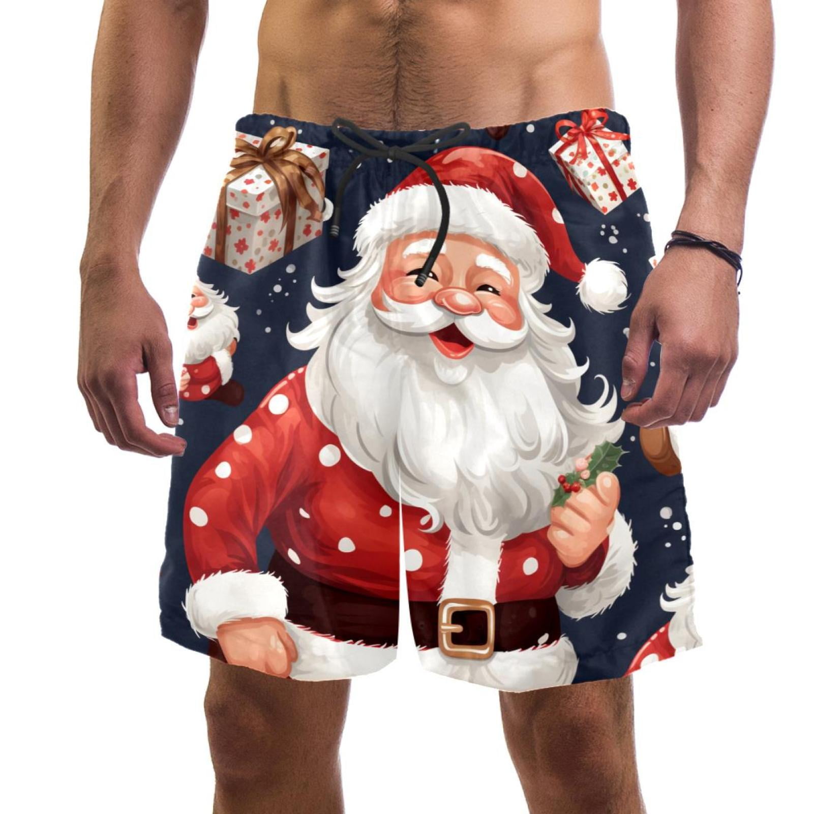Eslifey Man Beach Shorts Santa Claus Swim Trunks Elastic Swimsuit Board Shorts For Men