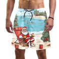 thumbnail image 1 of luoweisi Men's Beach Shorts Quick Dry Swim Trunks with Mesh Lining Santa Claus Vacation L, 1 of 5