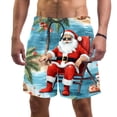 thumbnail image 1 of luoweisi Men's Beach Shorts Quick Dry Swim Trunks with Mesh Lining Santa Claus Vacation XL, 1 of 5