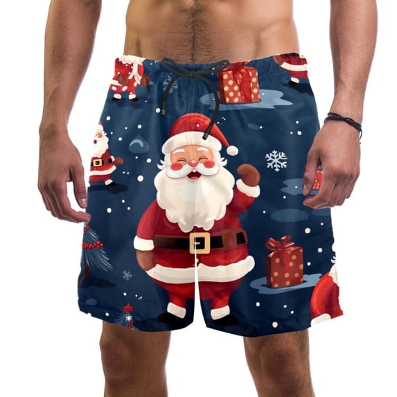 luoweisi Men's Beach Shorts Quick Dry Swim Trunks with Mesh Lining Santa Claus XL