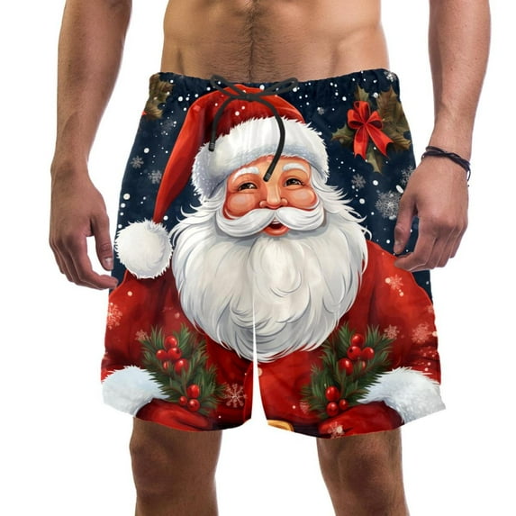 luoweisi Men's Beach Shorts Quick Dry Swim Trunks with Mesh Lining Santa Claus XL
