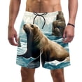 thumbnail image 1 of luoweisi Men's Beach Shorts Quick Dry Swim Trunks with Mesh Lining Sea Lion 2XL, 1 of 5