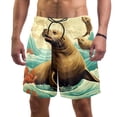 thumbnail image 1 of luoweisi Men's Beach Shorts Quick Dry Swim Trunks with Mesh Lining Sea Lion 2XL, 1 of 5