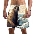 thumbnail image 1 of luoweisi Men's Beach Shorts Quick Dry Swim Trunks with Mesh Lining Sea Lion L, 1 of 5