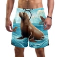 thumbnail image 1 of luoweisi Men's Beach Shorts Quick Dry Swim Trunks with Mesh Lining Sea Lion L, 1 of 5