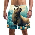 thumbnail image 1 of luoweisi Men's Beach Shorts Quick Dry Swim Trunks with Mesh Lining Sea Lion L, 1 of 5