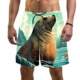 thumbnail image 1 of luoweisi Men's Beach Shorts Quick Dry Swim Trunks with Mesh Lining Sea Lion L, 1 of 5