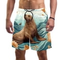 thumbnail image 1 of luoweisi Men's Beach Shorts Quick Dry Swim Trunks with Mesh Lining Sea Lion M, 1 of 5