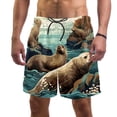 thumbnail image 1 of luoweisi Men's Beach Shorts Quick Dry Swim Trunks with Mesh Lining Sea Lion S, 1 of 5