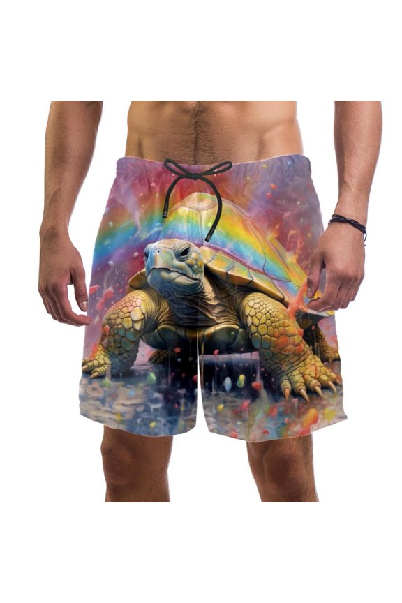 Men's Beach Shorts Quick Dry Swim Trunks with Mesh Lining Sea Turtle 2XL