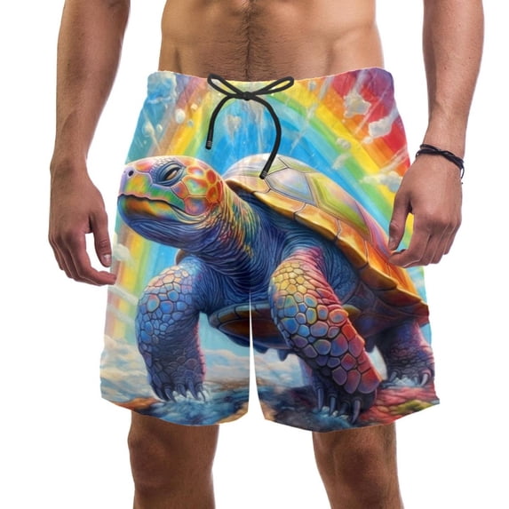 luoweisi Men's Beach Shorts Quick Dry Swim Trunks with Mesh Lining Sea Turtle M