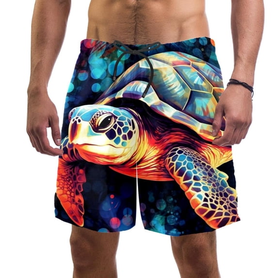 luoweisi Men's Beach Shorts Quick Dry Swim Trunks with Mesh Lining Sea Turtle M