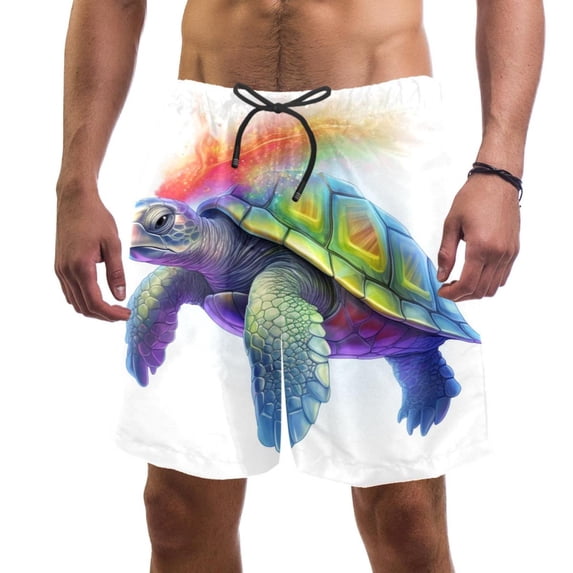 luoweisi Men's Beach Shorts Quick Dry Swim Trunks with Mesh Lining Sea Turtle M