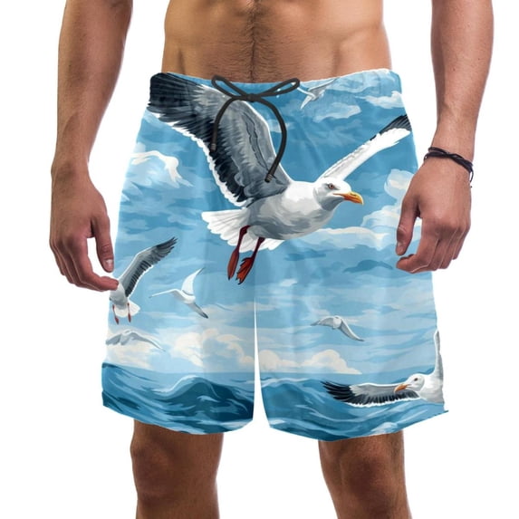 luoweisi Men's Beach Shorts Quick Dry Swim Trunks with Mesh Lining Seagull L