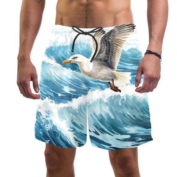 luoweisi Men's Beach Shorts Quick Dry Swim Trunks with Mesh Lining Seagull L