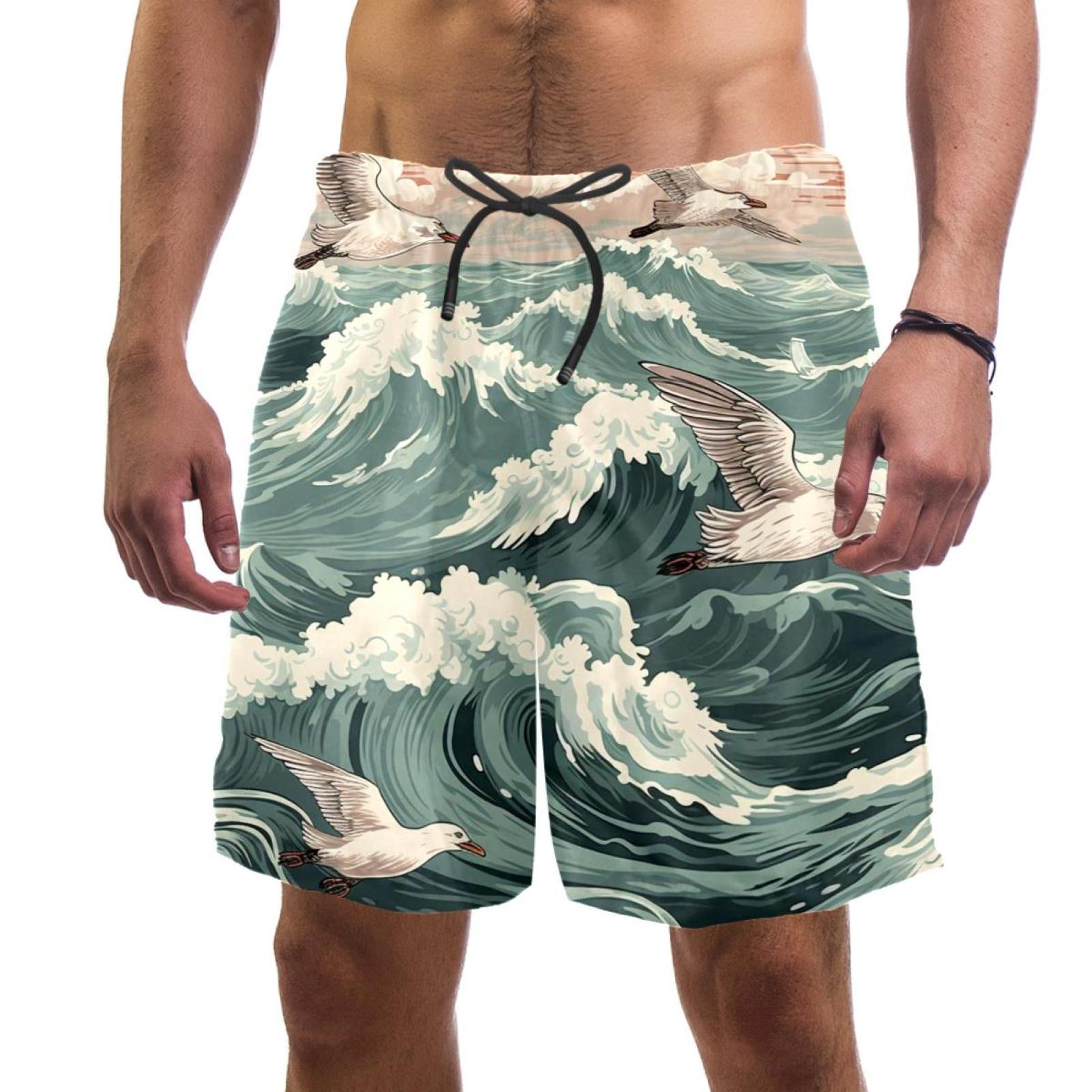 Men's Quick Dry Beach Shorts - Swim Trunks For Swimming, Surfing, Volleyball, Lightweight & Breathable With Pockets