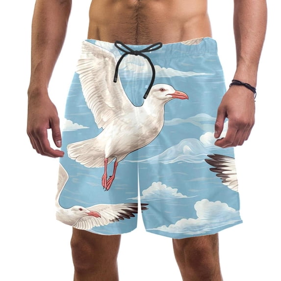 luoweisi Men's Beach Shorts Quick Dry Swim Trunks with Mesh Lining Seagull M