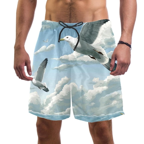 luoweisi Men's Beach Shorts Quick Dry Swim Trunks with Mesh Lining Seagull S