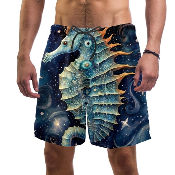 luoweisi Men's Beach Shorts Quick Dry Swim Trunks with Mesh Lining Seahorse XL