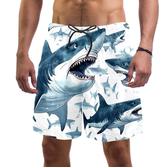 luoweisi Men's Beach Shorts Quick Dry Swim Trunks with Mesh Lining Shark 2XL