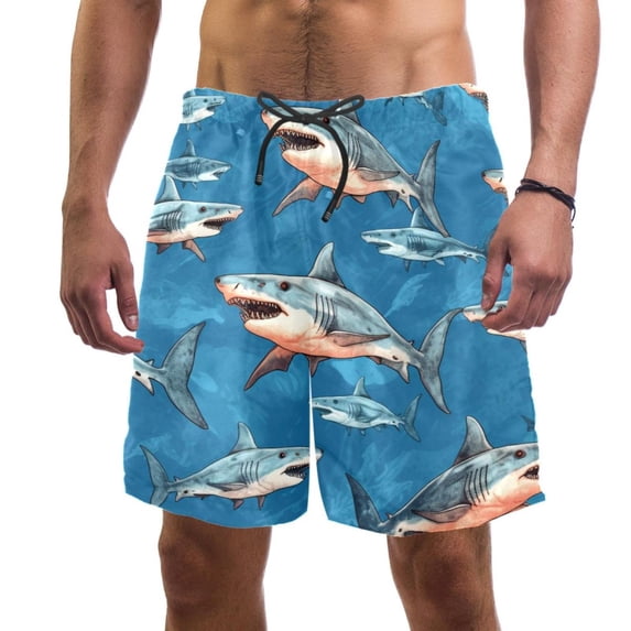 luoweisi Men's Beach Shorts Quick Dry Swim Trunks with Mesh Lining Shark XL