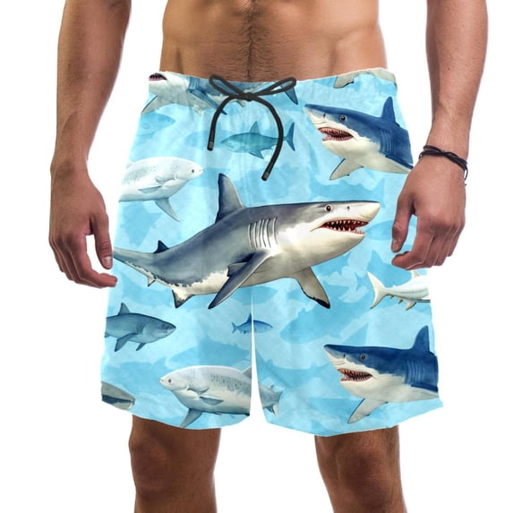 luoweisi Men's Beach Shorts Quick Dry Swim Trunks with Mesh Lining Shark XL