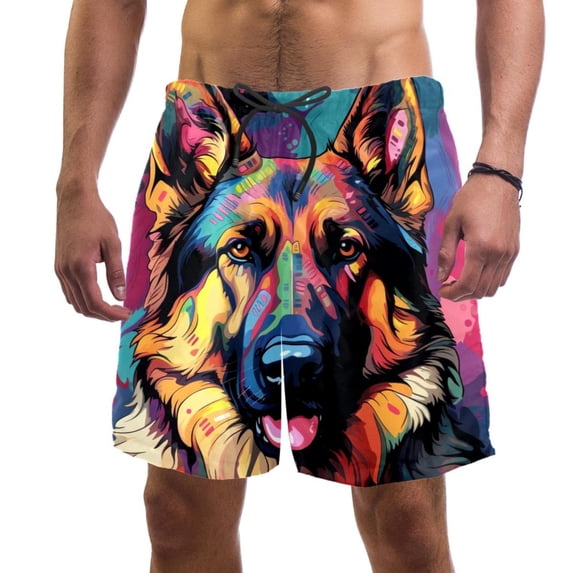 luoweisi Men's Beach Shorts Quick Dry Swim Trunks with Mesh Lining Sheepdog 2XL