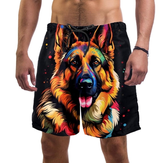 luoweisi Men's Beach Shorts Quick Dry Swim Trunks with Mesh Lining Sheepdog 2XL