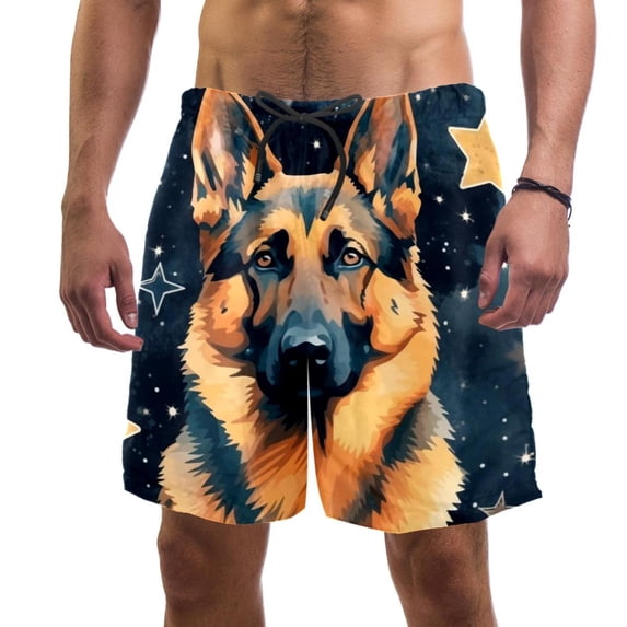 luoweisi Men's Beach Shorts Quick Dry Swim Trunks with Mesh Lining Sheepdog L