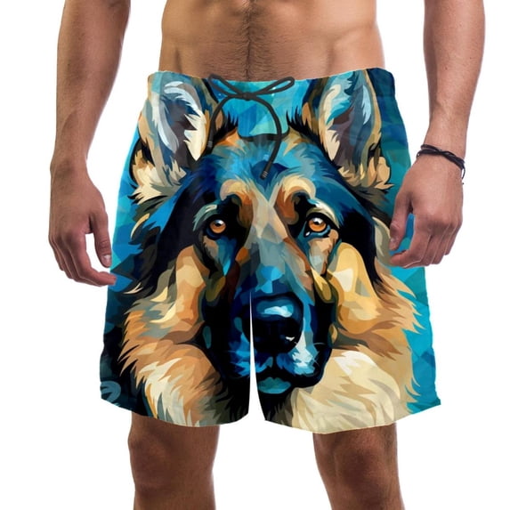 luoweisi Men's Beach Shorts Quick Dry Swim Trunks with Mesh Lining Sheepdog L