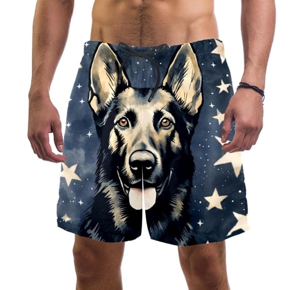 luoweisi Men's Beach Shorts Quick Dry Swim Trunks with Mesh Lining Sheepdog L