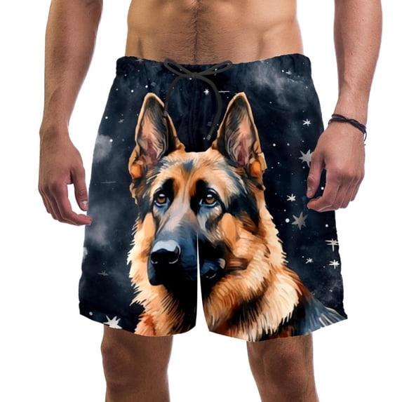 luoweisi Men's Beach Shorts Quick Dry Swim Trunks with Mesh Lining Sheepdog L